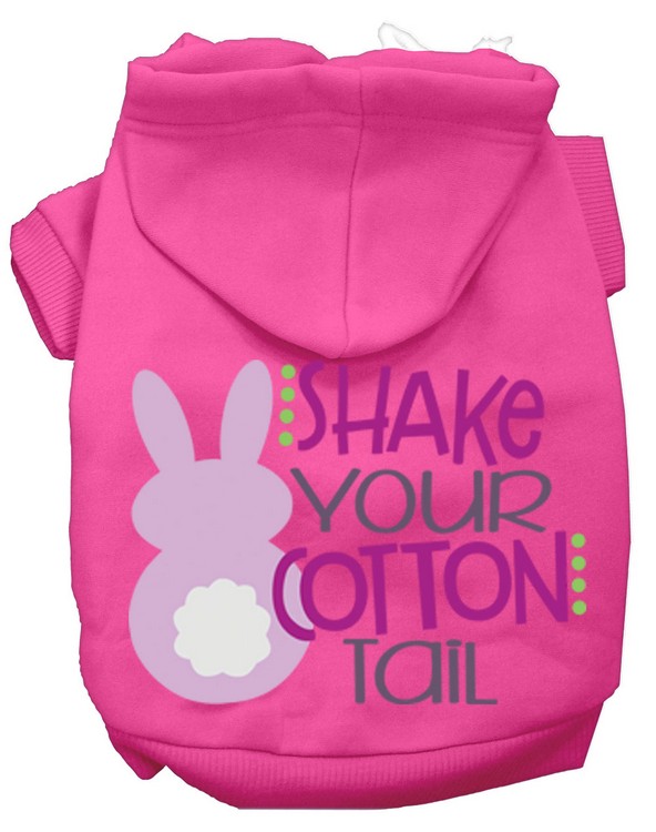 Shake Your Cotton Tail Screen Print Dog Hoodie Bright Pink XXL